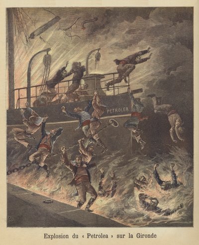 Explosion on board the oil tanker Petrolea on the River Gironde by French School